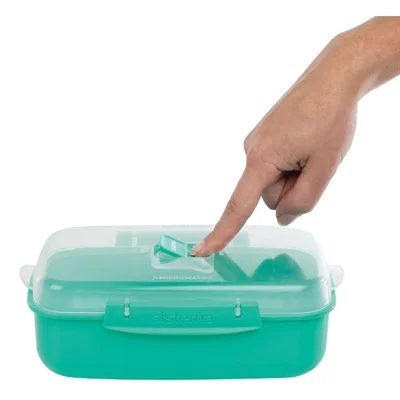 Sistema Minty Teal Microwave Rectangle Container 1.25Ltr ( 6 Pack)