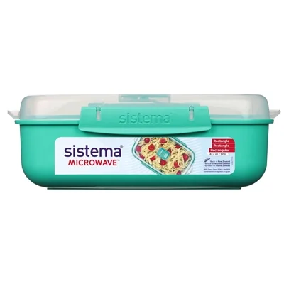 Sistema Minty Teal Microwave Rectangle Container 1.25Ltr ( 6 Pack) - Image 3