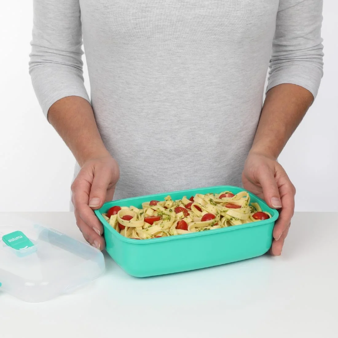 Sistema Minty Teal Microwave Rectangle Container 1.25Ltr ( 6 Pack) - Image 5