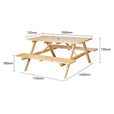Bolero Elements Wooden Picnic Table & Bench Set 5ft - Image 5