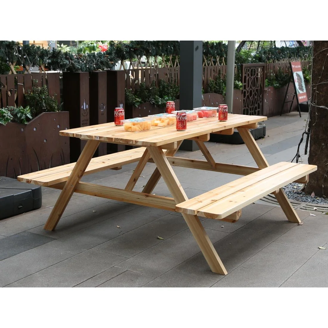 Bolero Elements Wooden Picnic Table & Bench Set 5ft - Image 6