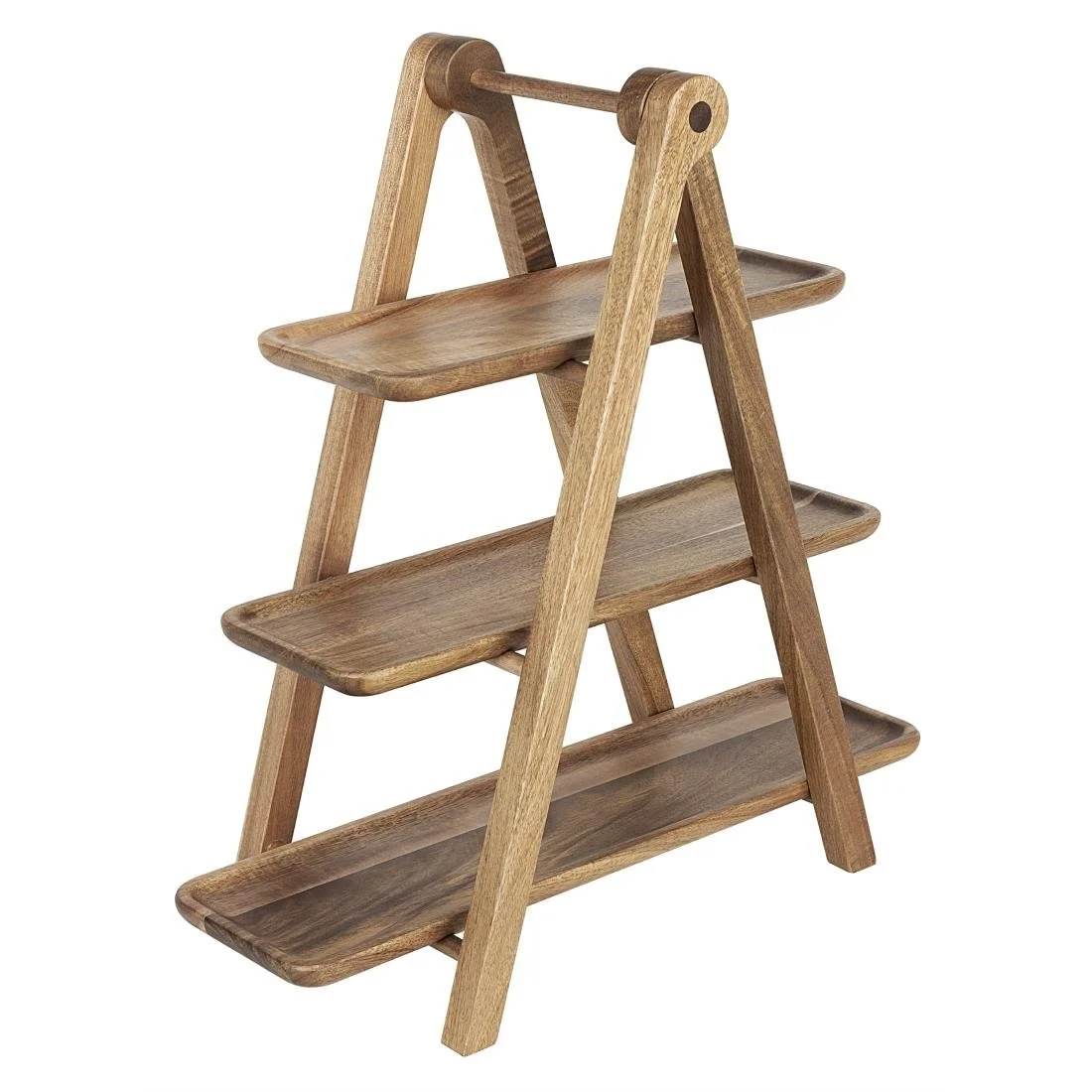 Olympia Acacia Wood 3-Tier Serving Trays with Display Stand - Image 1