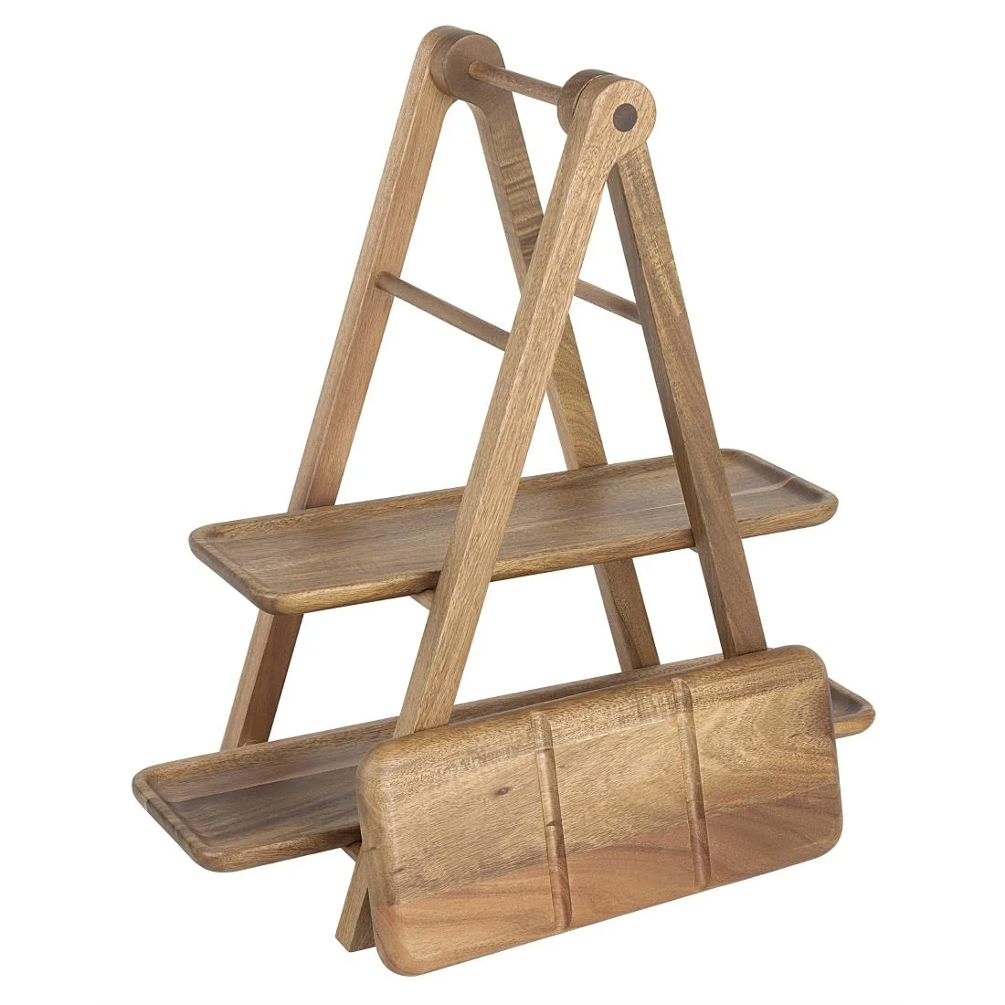Olympia Acacia Wood 3-Tier Serving Trays with Display Stand - Image 3