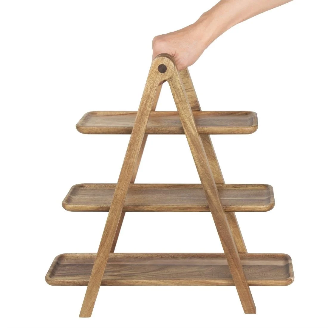 Olympia Acacia Wood 3-Tier Serving Trays with Display Stand - Image 5