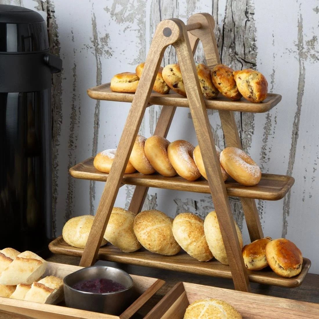 Olympia Acacia Wood 3-Tier Serving Trays with Display Stand - Image 6