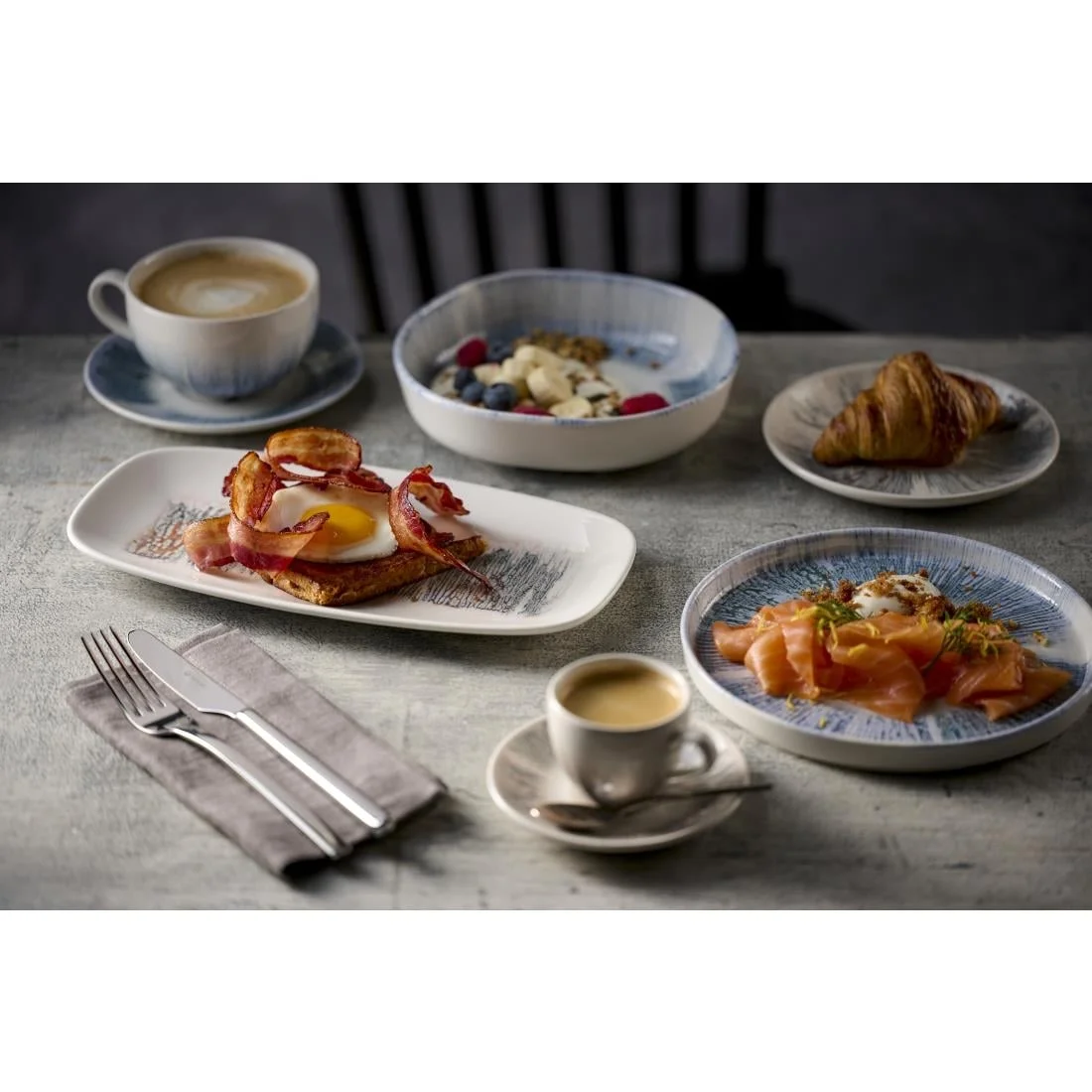 Churchill Lyra Blue Walled Plates 260mm (6 Pack) - Image 2