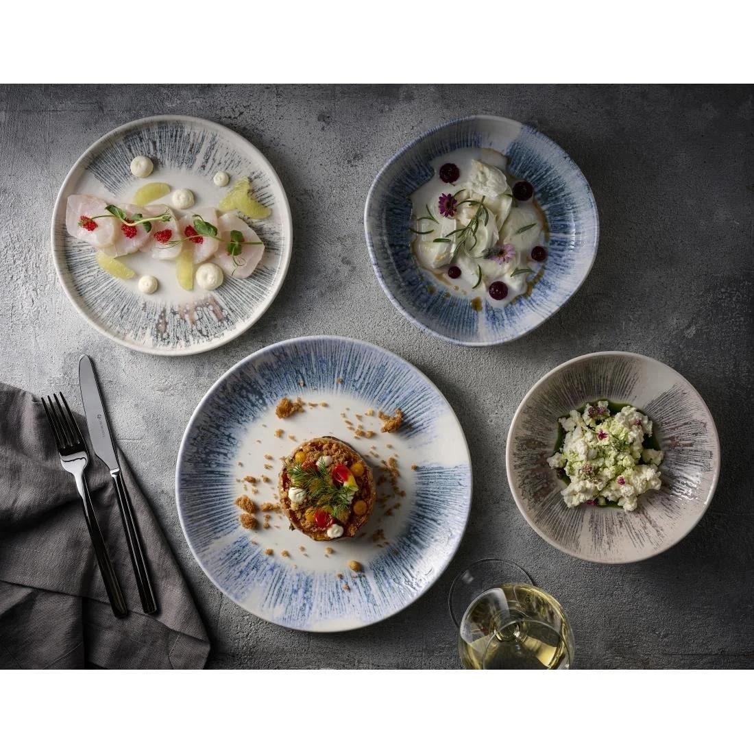 Churchill Lyra Blue Organic Walled Bowls 200mm (6 Pack) - Image 7