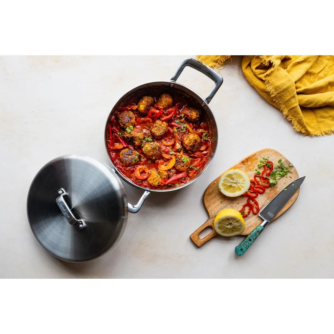 Samuel Groves Urban Stainless Steel Tri-Ply Chefs Pan with Lid 30cm - Image 3