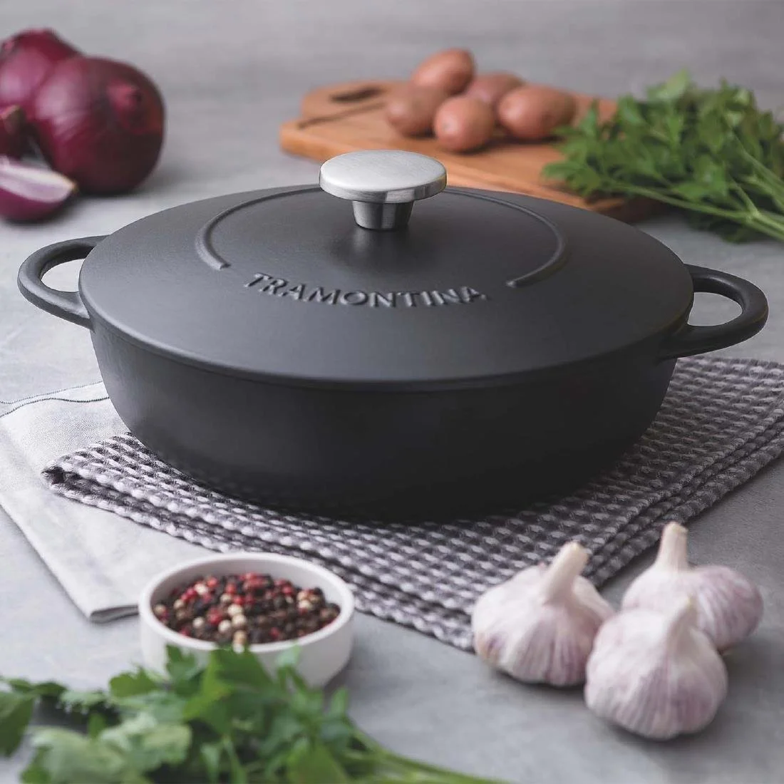 Tramontina Enamel Cast Iron Shallow Casserole Dish 361mm - Image 3