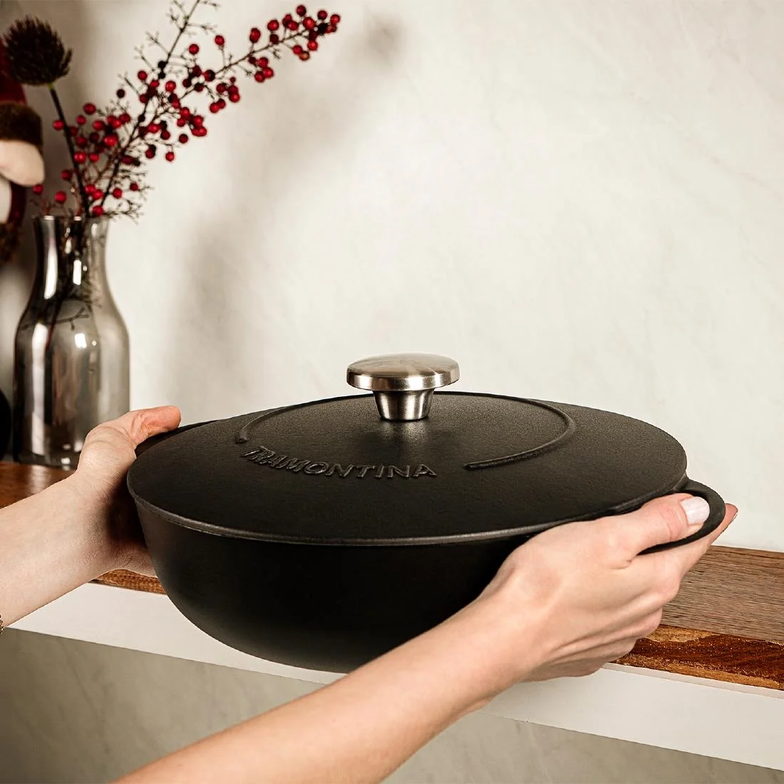 Tramontina Enamel Cast Iron Shallow Casserole Dish 361mm - Image 5
