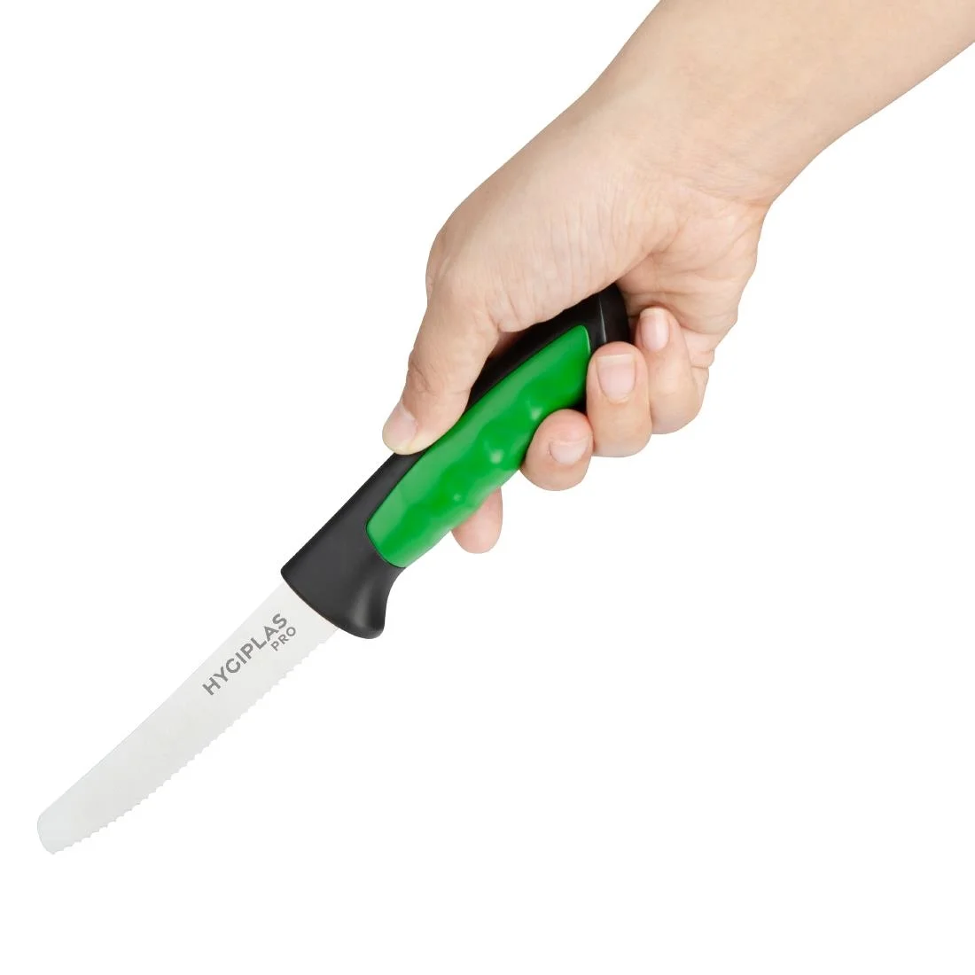 Hygiplas Pro Serrated Tomato Knife Green 10cm - Image 3
