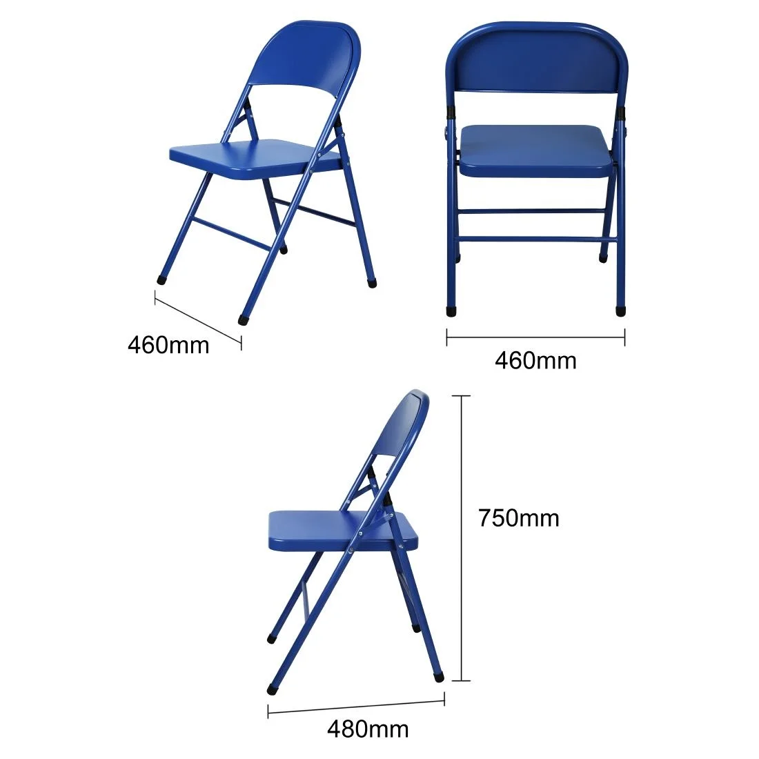 Bolero Metal Folding Chairs Blue (4 Pack) - Image 6