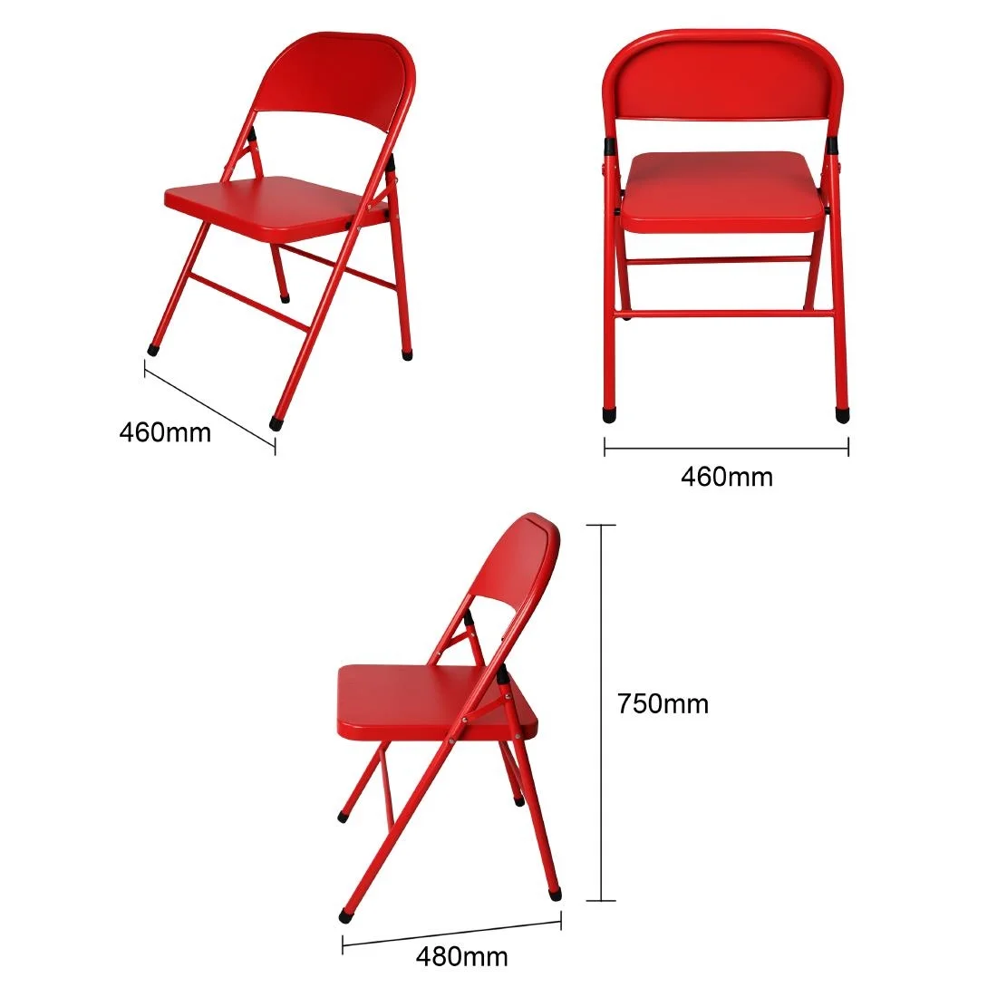 Bolero Folding Metal Chairs Red (4 Pack) - Image 6