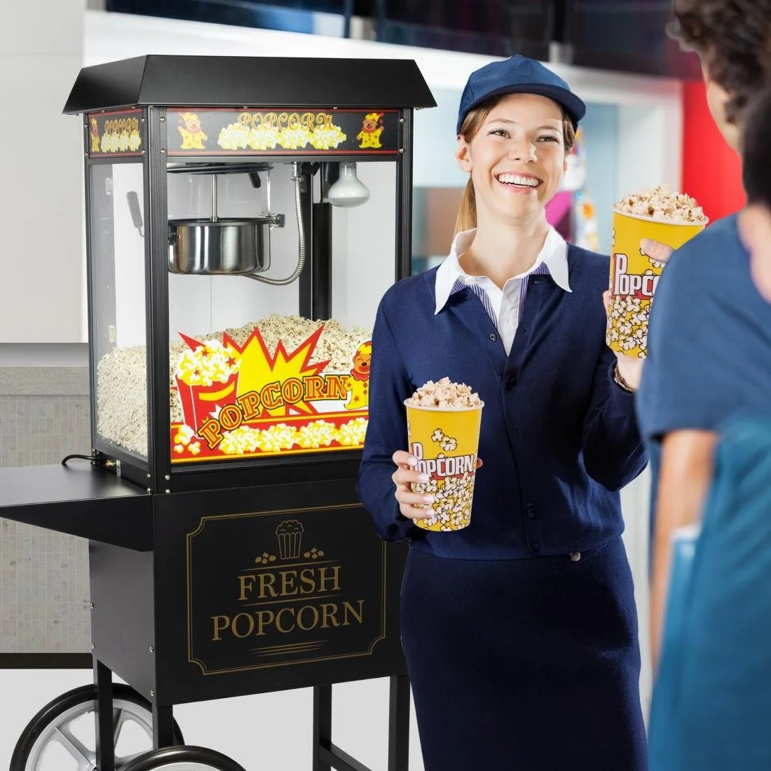 Haxro HX8588 Popcorn Machine and Cart Black - Image 5