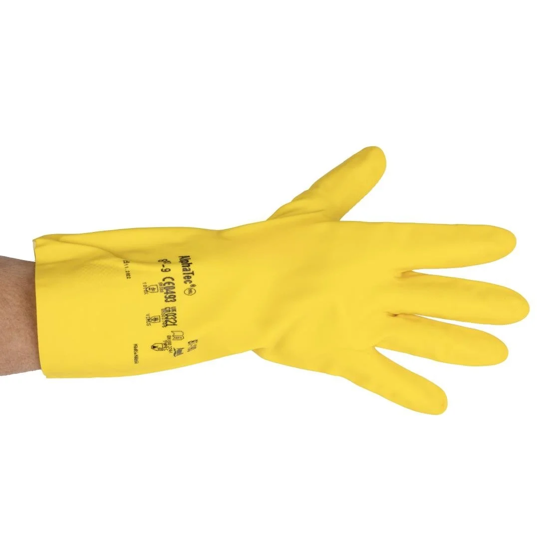 Ansell AlphaTec 87-190 Econohands Rubber Gloves Yellow (12 Pack) - Image 2