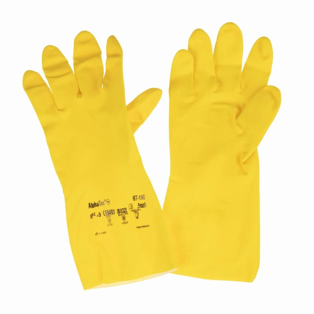 Ansell AlphaTec 87-190 Econohands Rubber Gloves Yellow (12 Pack) - Image 3
