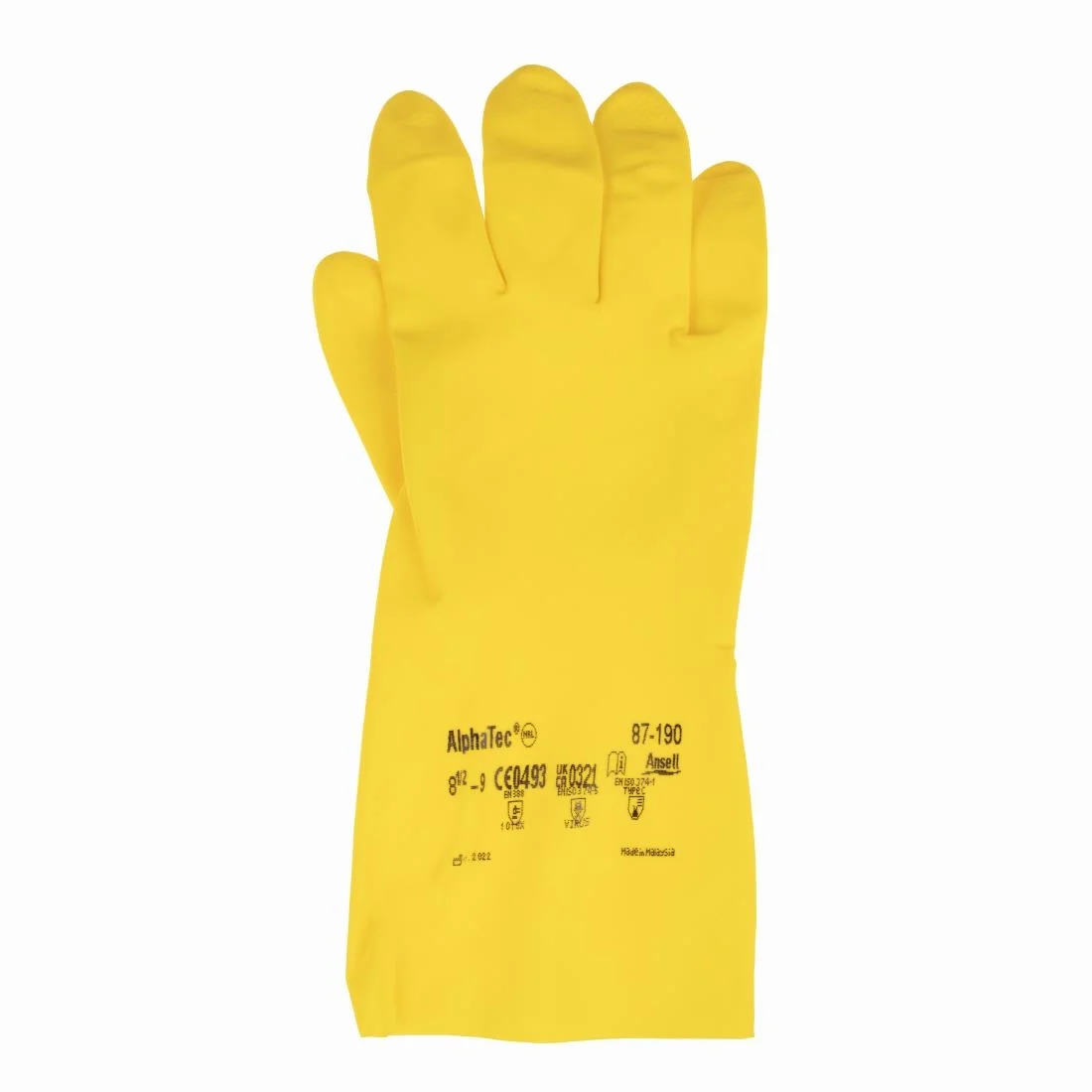 Ansell AlphaTec 87-190 Econohands Rubber Gloves Yellow (12 Pack) - Image 5