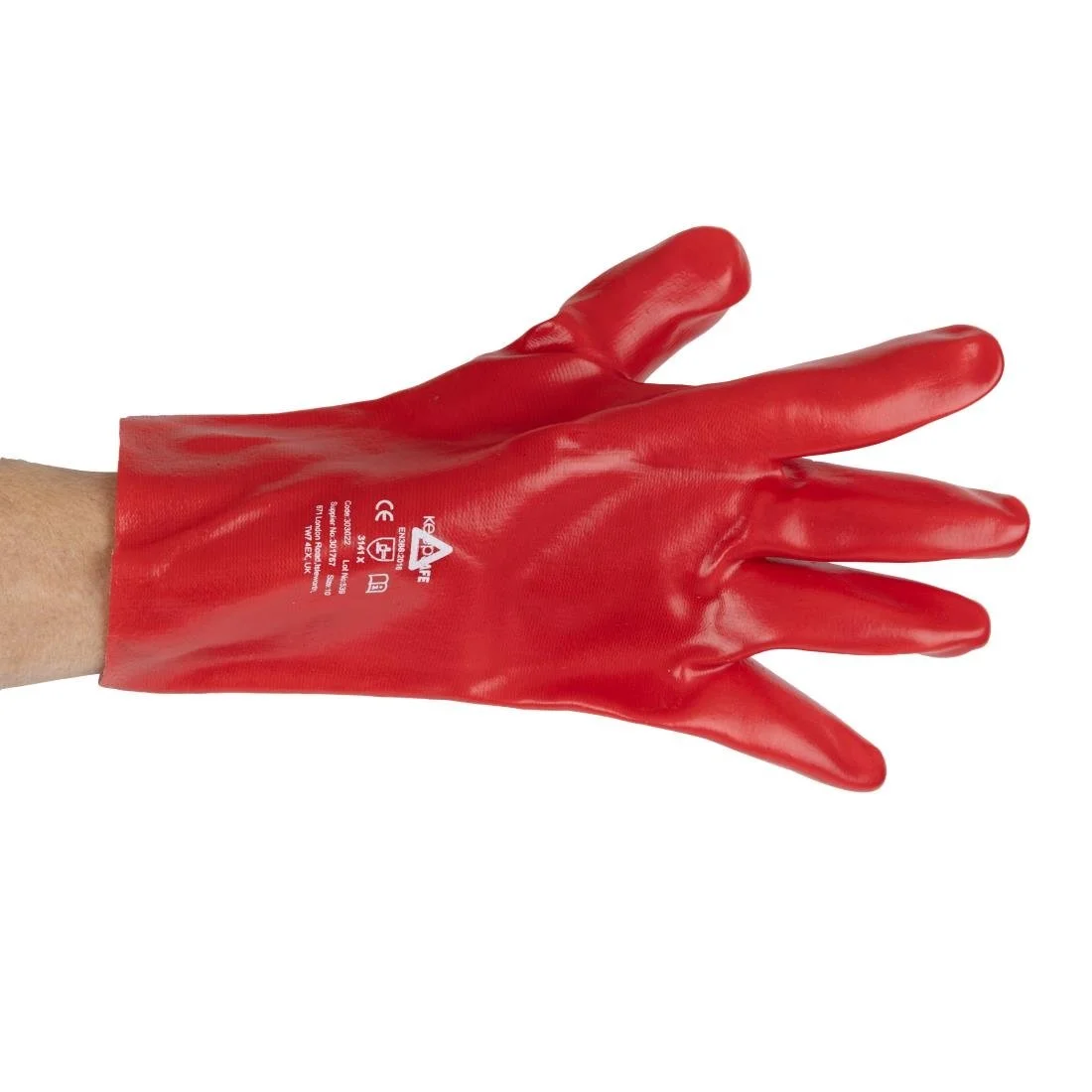 KeepSAFE PVC Coated Gauntlets Red 27cm (12 Pack) - Image 2
