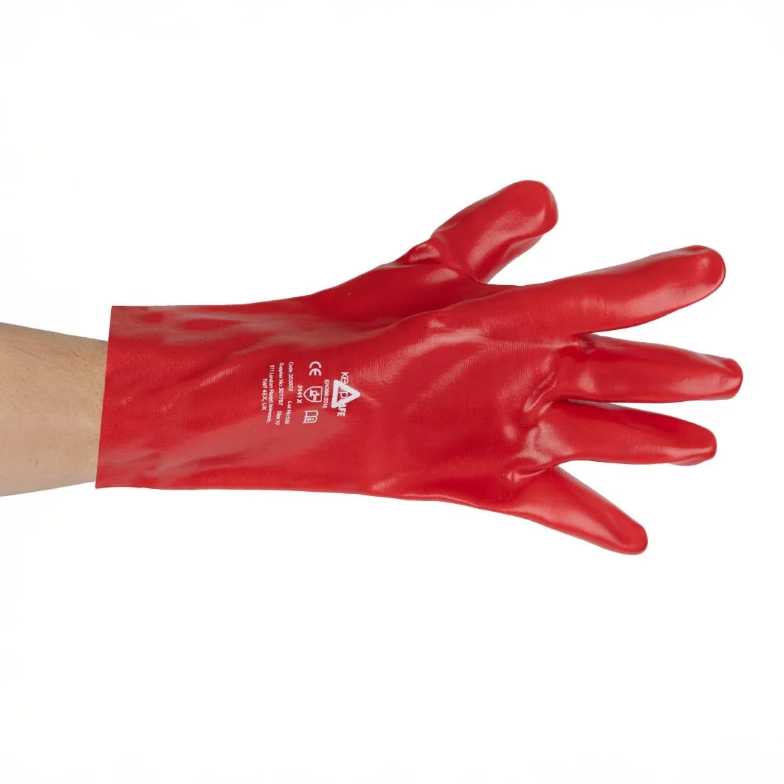 KeepSAFE PVC Coated Gauntlets Red 35cm (12 Pack) - Image 2