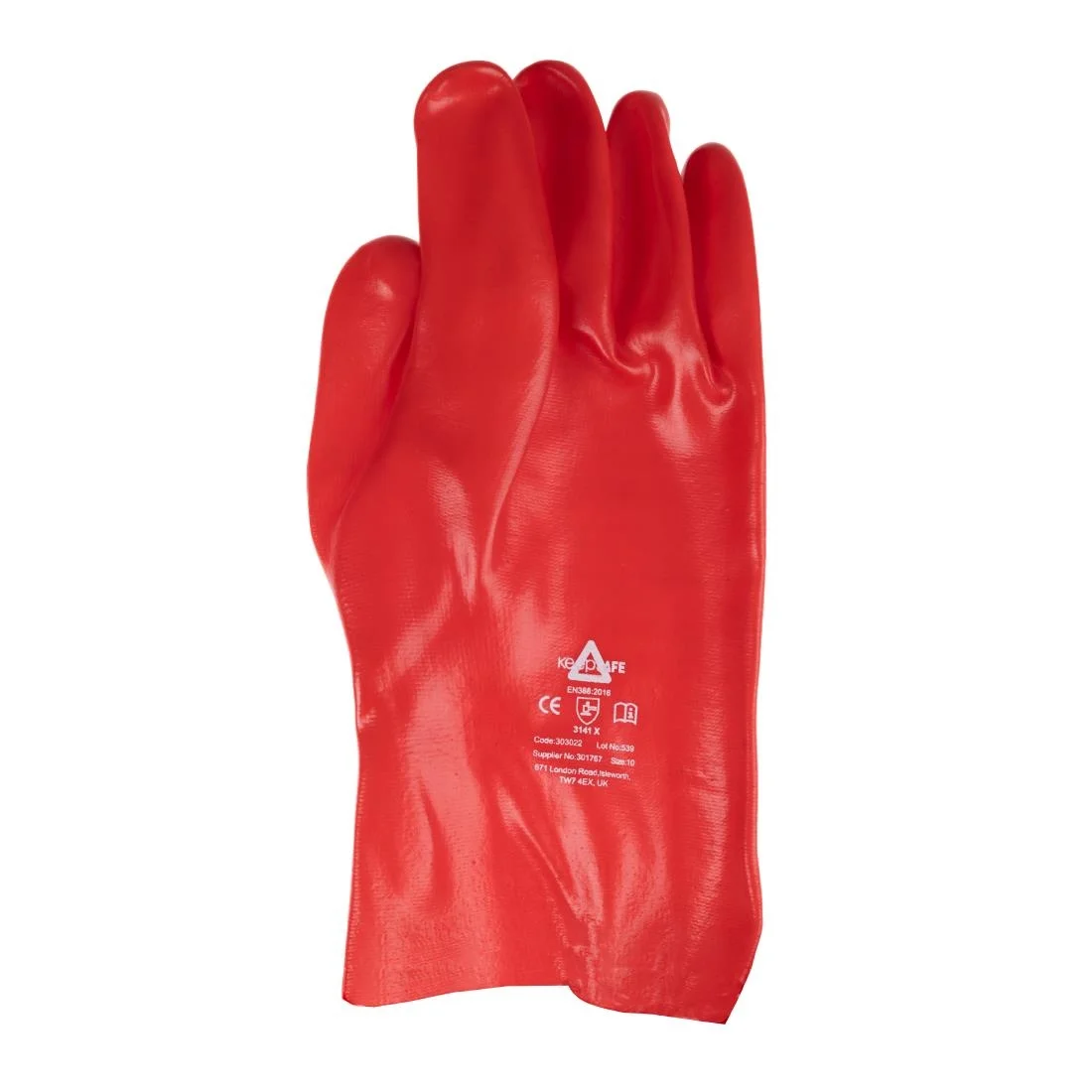 KeepSAFE PVC Coated Gauntlets Red 35cm (12 Pack) - Image 2