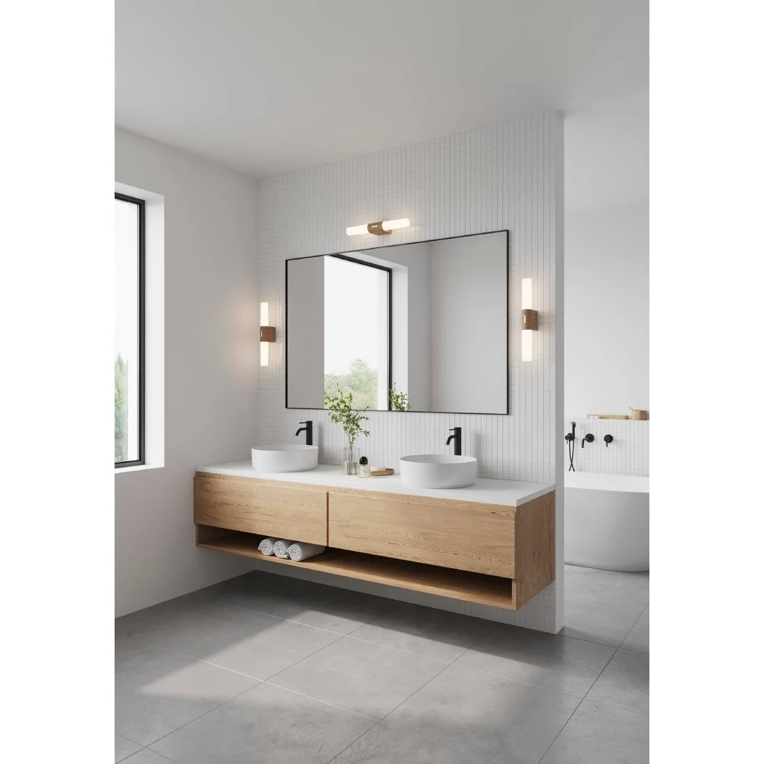 Nordlux Helva Double Basic Indoor Wall Light Wood Foil - Image 2