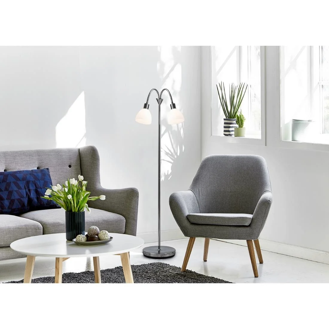 Nordlux Ray Double Floor Lamp Chrome - Image 3