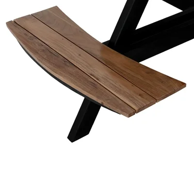 Bolero Acacia Round Picnic Table Bench Set