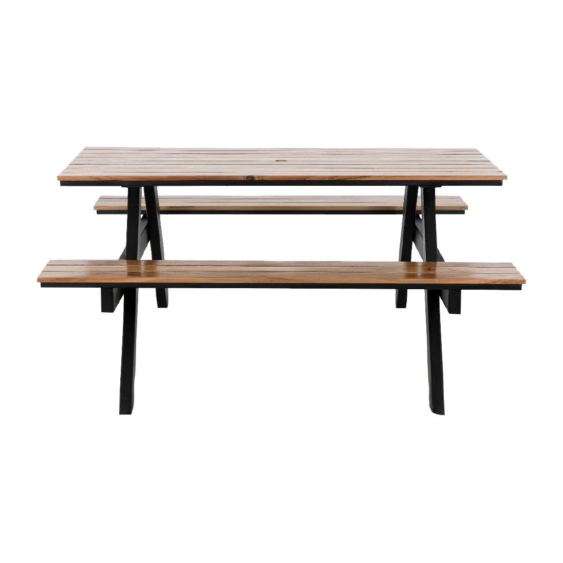 Bolero Acacia Rectangular Picnic Table Bench Set - Image 2