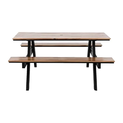 Bolero Acacia Rectangular Picnic Table Bench Set