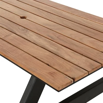 Bolero Acacia Rectangular Picnic Table Bench Set - Image 2