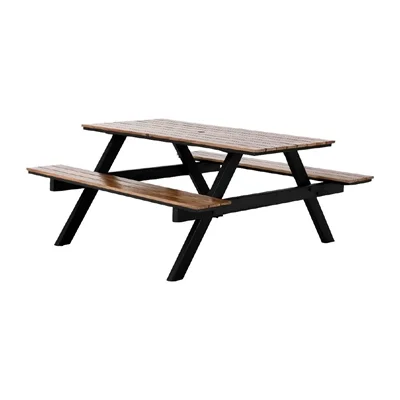 Bolero Acacia Rectangular Picnic Table Bench Set - Image 4