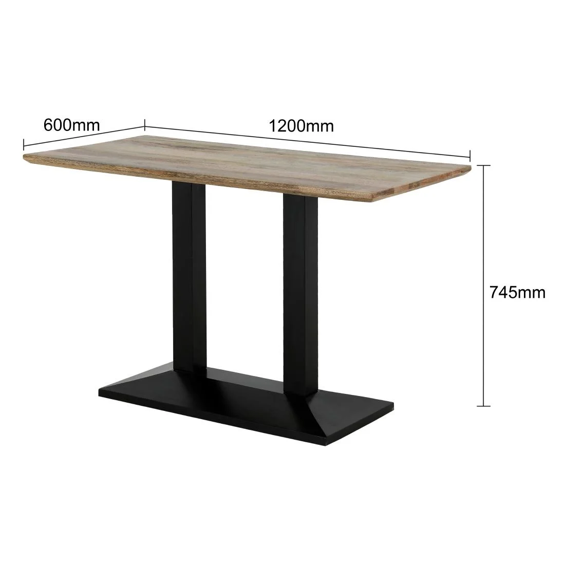 Bolero Loft Rectangle Dining Table with Wooden Top - Image 7