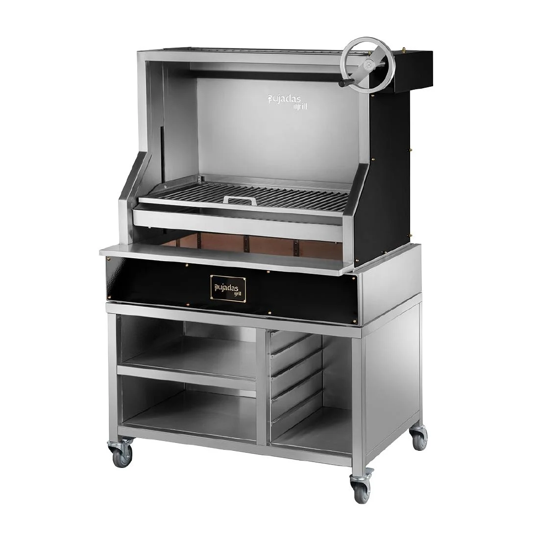 Pujadas Open Grill with Rod Bars and Mobile Cabinet 8581010B