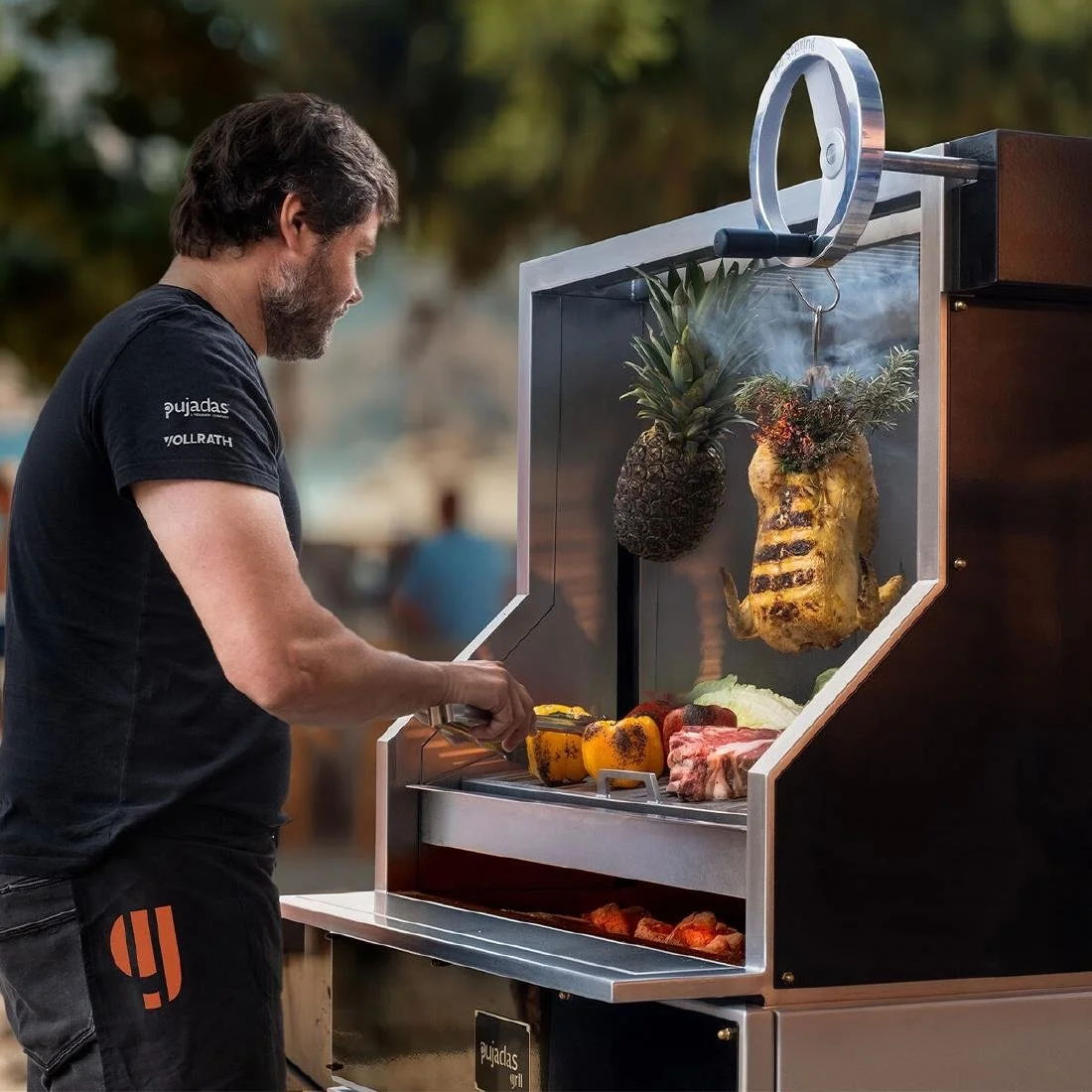 Pujadas Open Grill with V-Shaped Bars and Mobile Cabinet 8581011B - Image 3