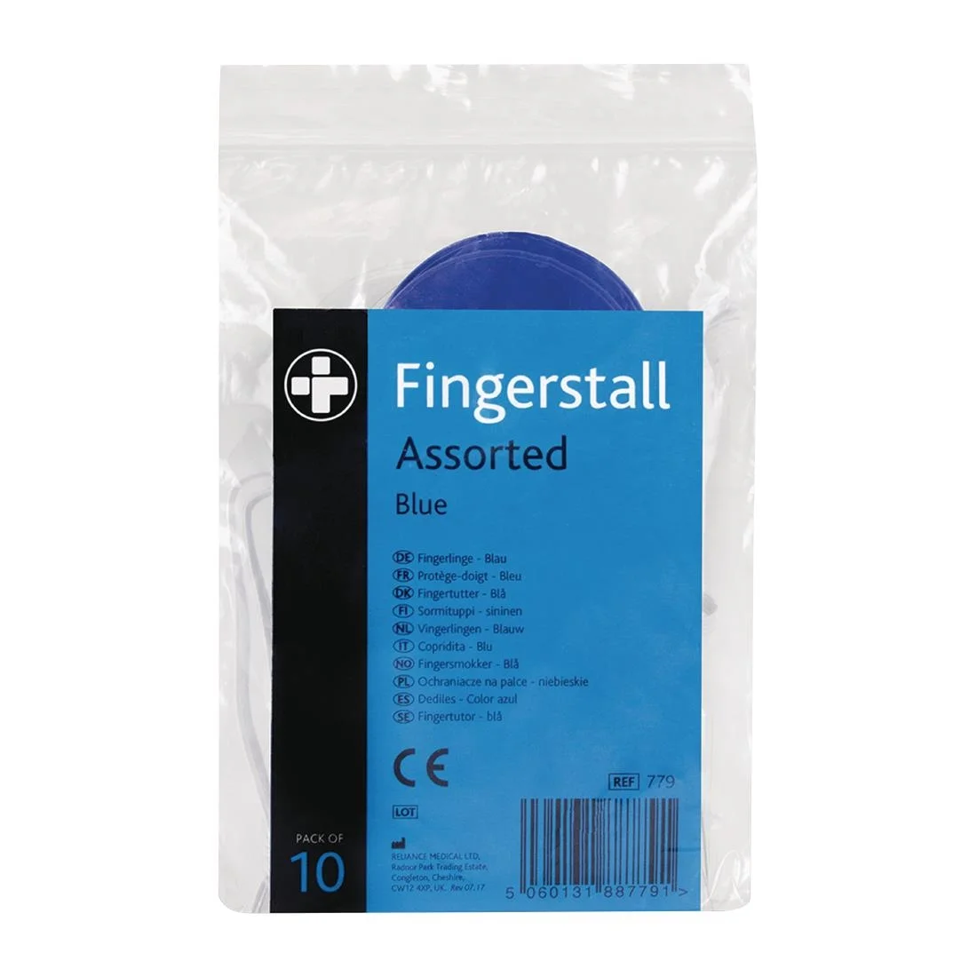 Reliance Medical Fingerstalls Assorted Sizes Blue (10 Pack) - Image 2