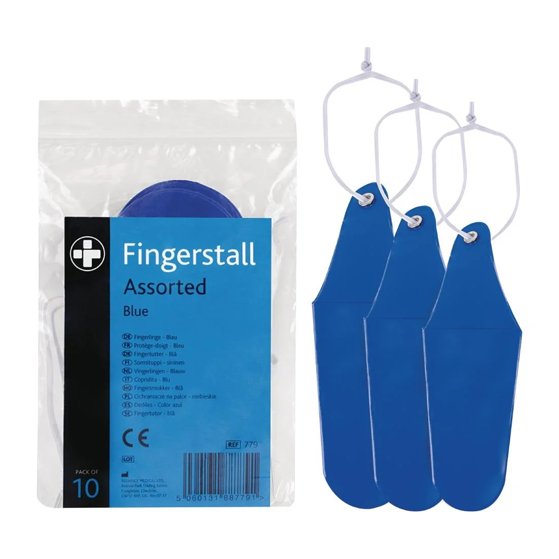 Reliance Medical Fingerstalls Assorted Sizes Blue (10 Pack) - Image 1