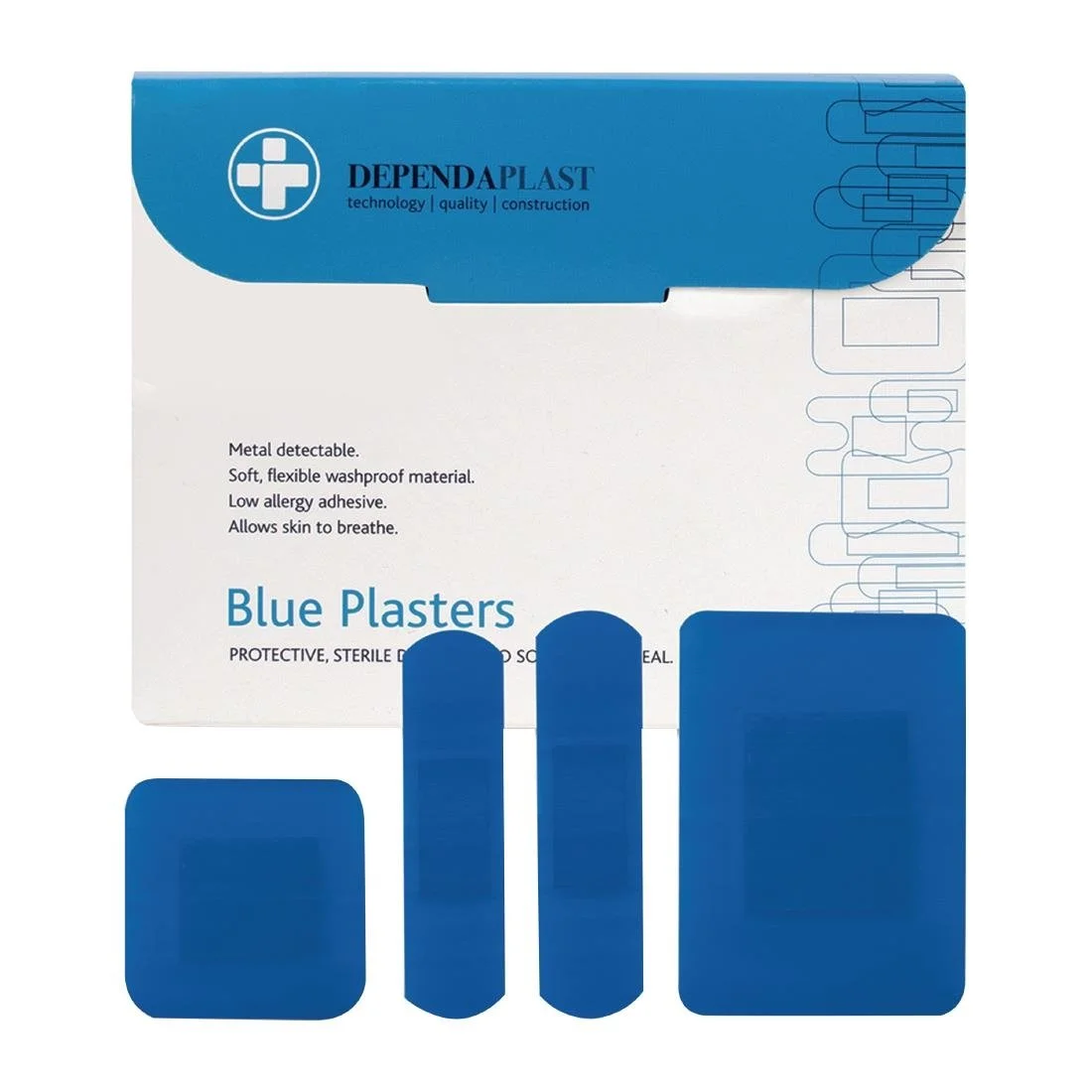 Dependaplast Blue Food Area Plasters Assorted Sizes ( 100 Pack)