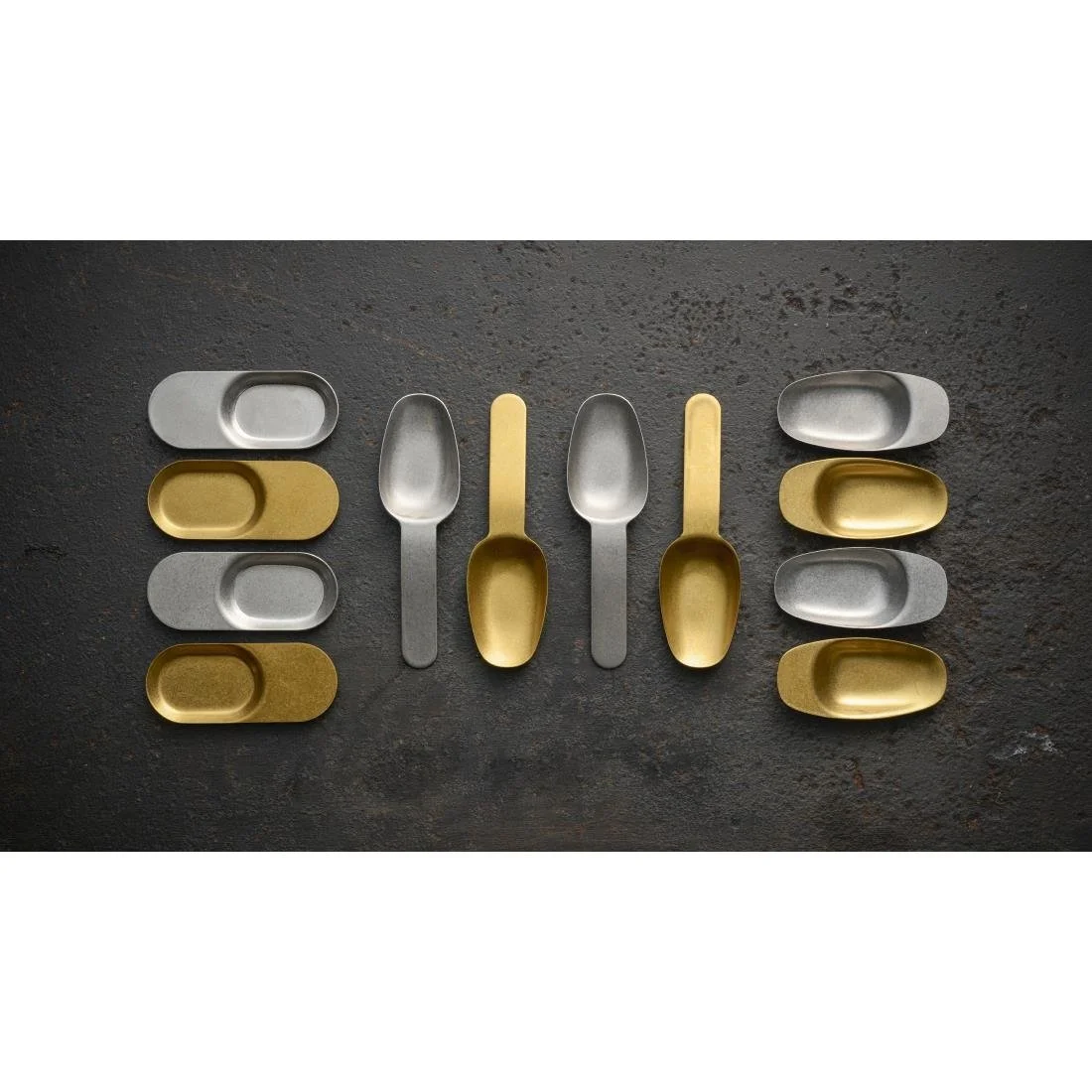 Les Essences Short Handled Tasting Spoons Vintage Gold 75mm (12 Pack) - Image 3