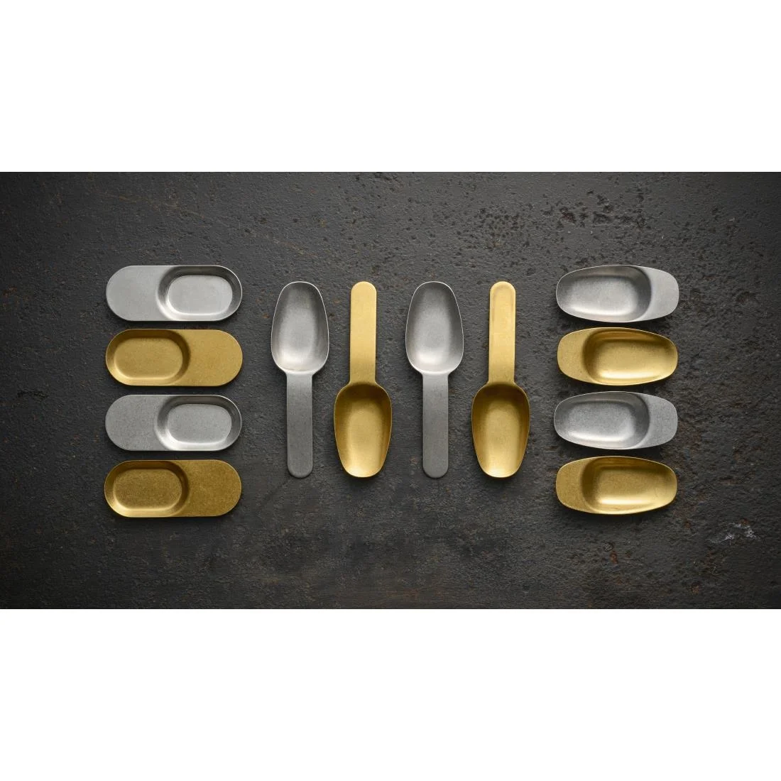 Les Essences Short Handled Tasting Spoons Vintage Gold 75mm (12 Pack) - Image 2
