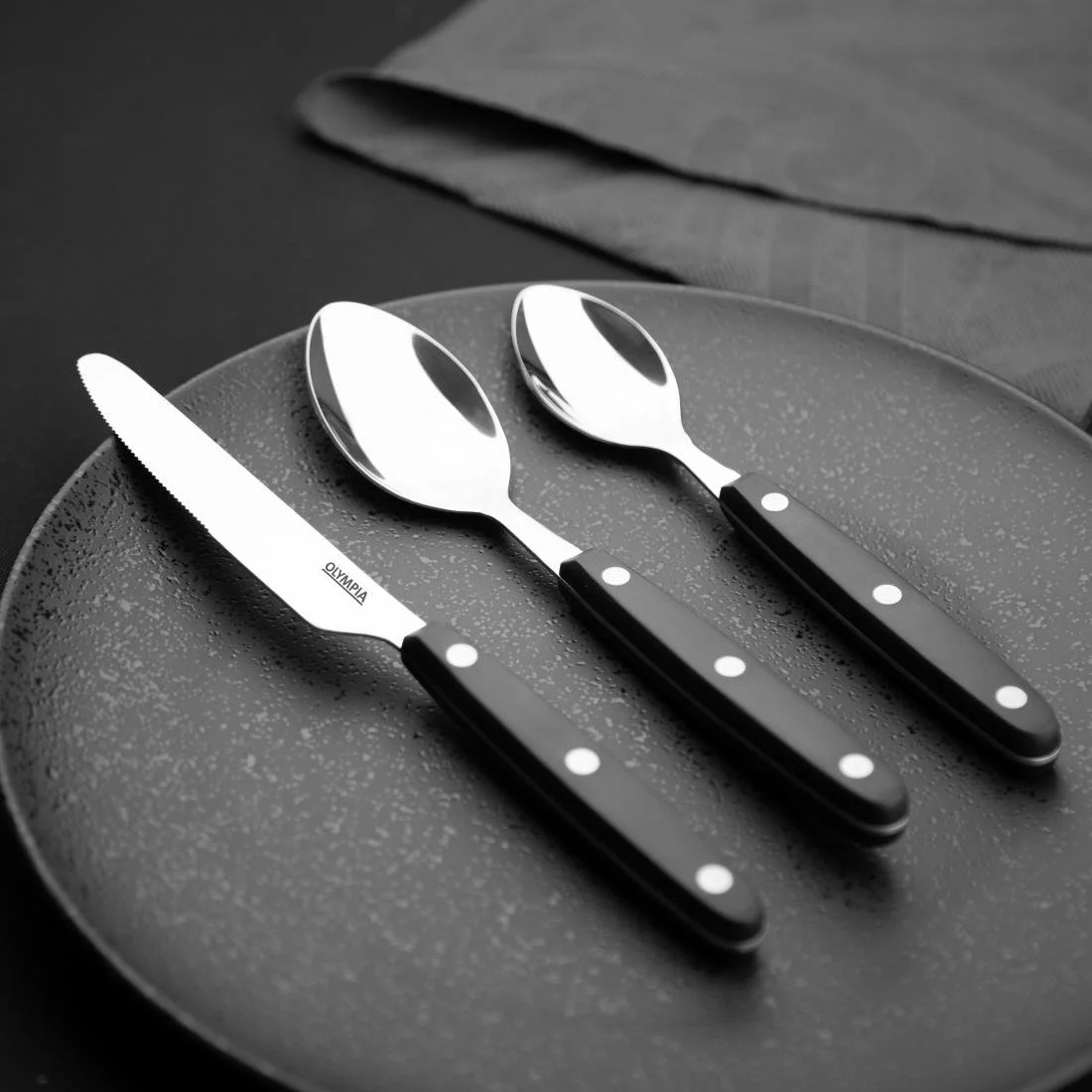 Olympia Taverna Table Knives with Black Handles (12 Pack) - Image 6