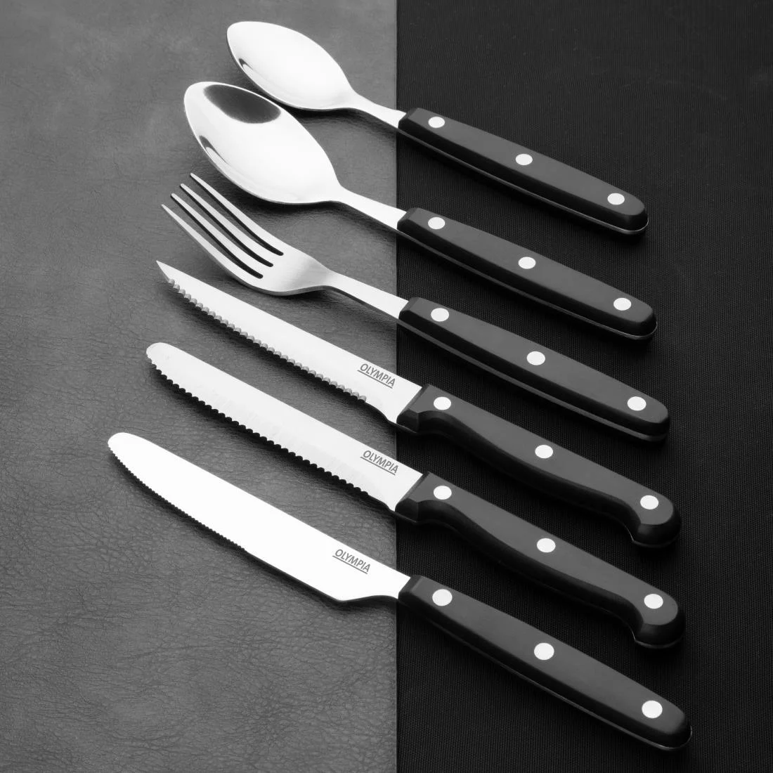Olympia Taverna Dessert Spoons with Black Handles (12 Pack) - Image 5