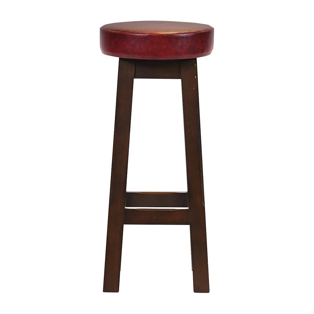 Everyday Wessex Dark Walnut High Stool with Bison Bordeaux Seat (2 Pack) - Image 1