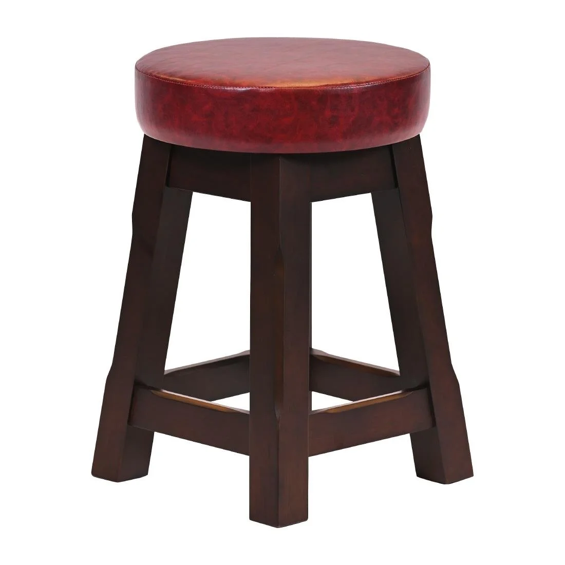Everyday Wessex Dark Walnut Low Stool with Bison Bordeaux Seat (2 Pack) - Image 2
