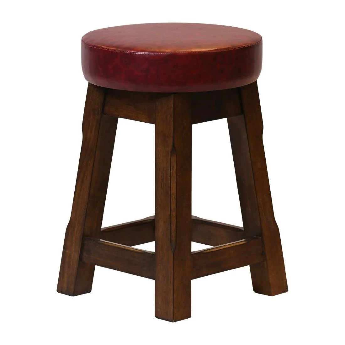 Everyday Wessex Vintage Low Stool with Bison Bordeaux Seat (2 Pack) - Image 1