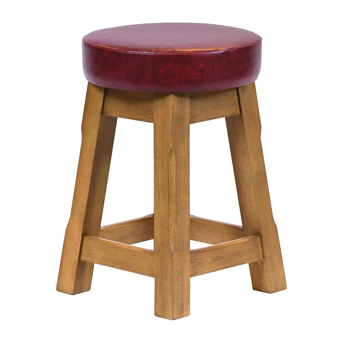 Everyday Wessex Weathered Oak Low Stool with Bison Bordeaux Seat (2 Pack) - Image 2