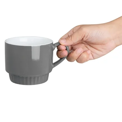 Olympia Café Stacking Mugs Charcoal 340ml (6 Pack) - Image 3