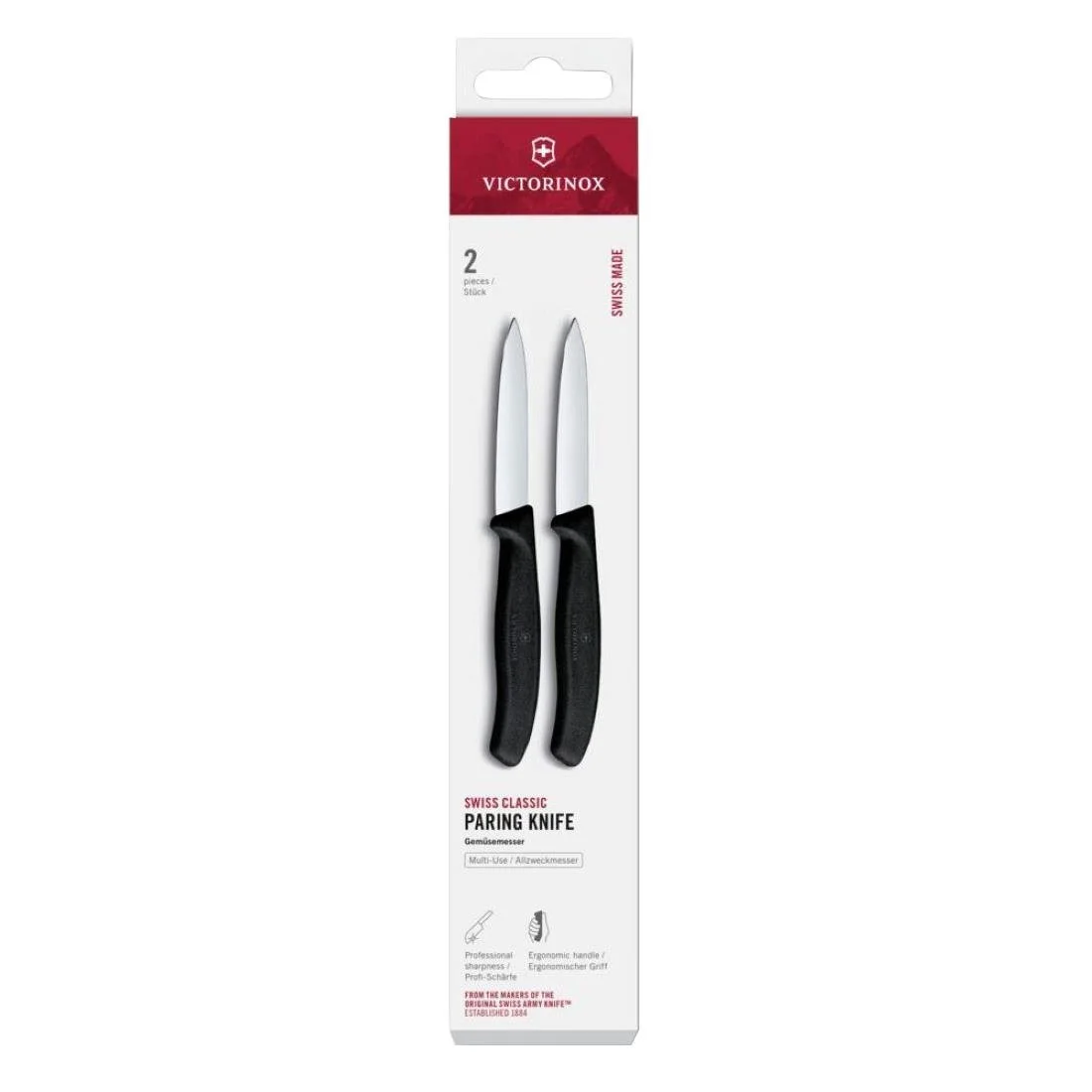 Victorinox Swiss Classic Paring Knife Straight Pointed Black 19cm ( 2 Pack) - Image 2