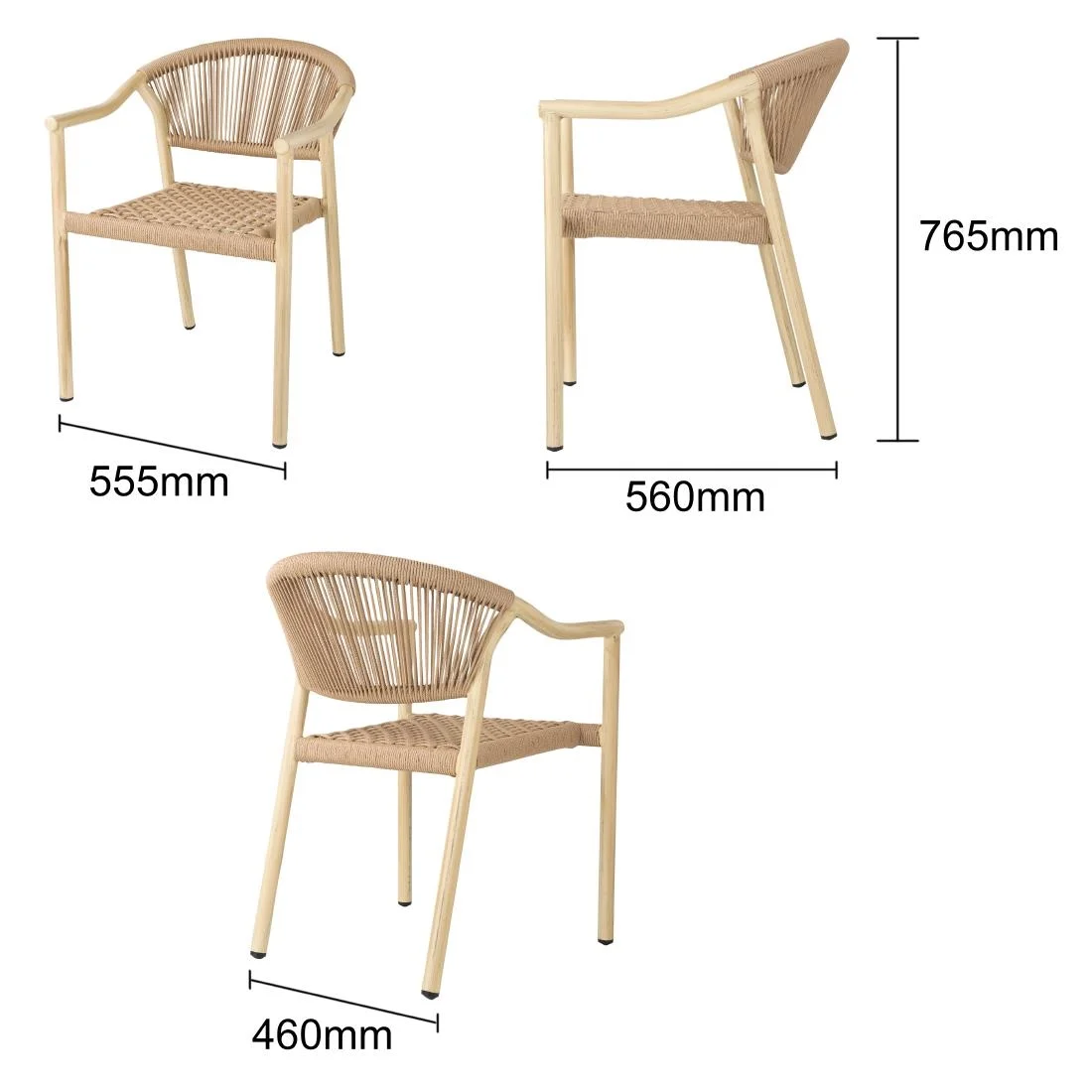Bolero Dune PE Twist Rattan Outdoor Armchair Honey (4 Pack) - Image 5