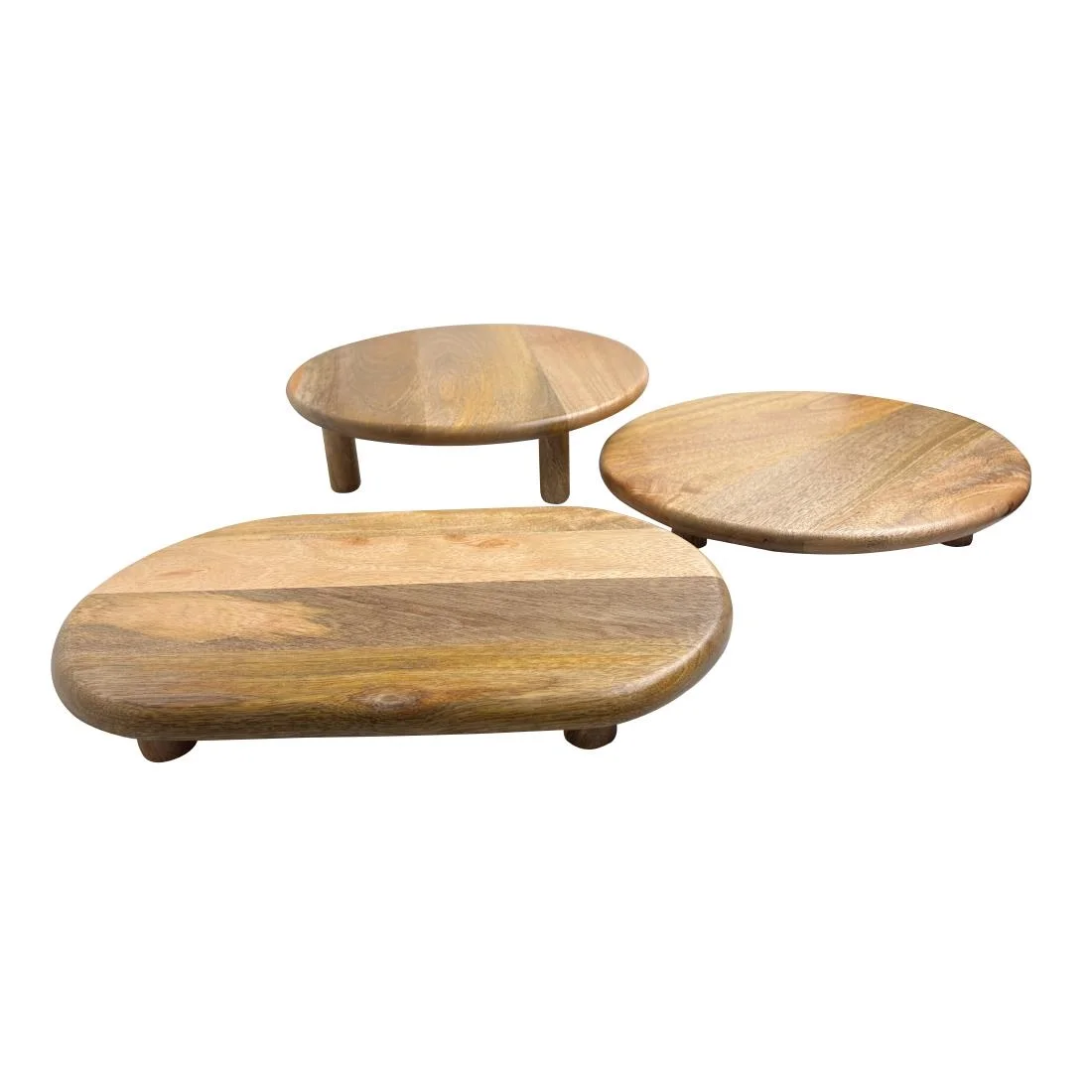 Olympia Mango Wood Round Display Stand with Legs 300x80mm - Image 4