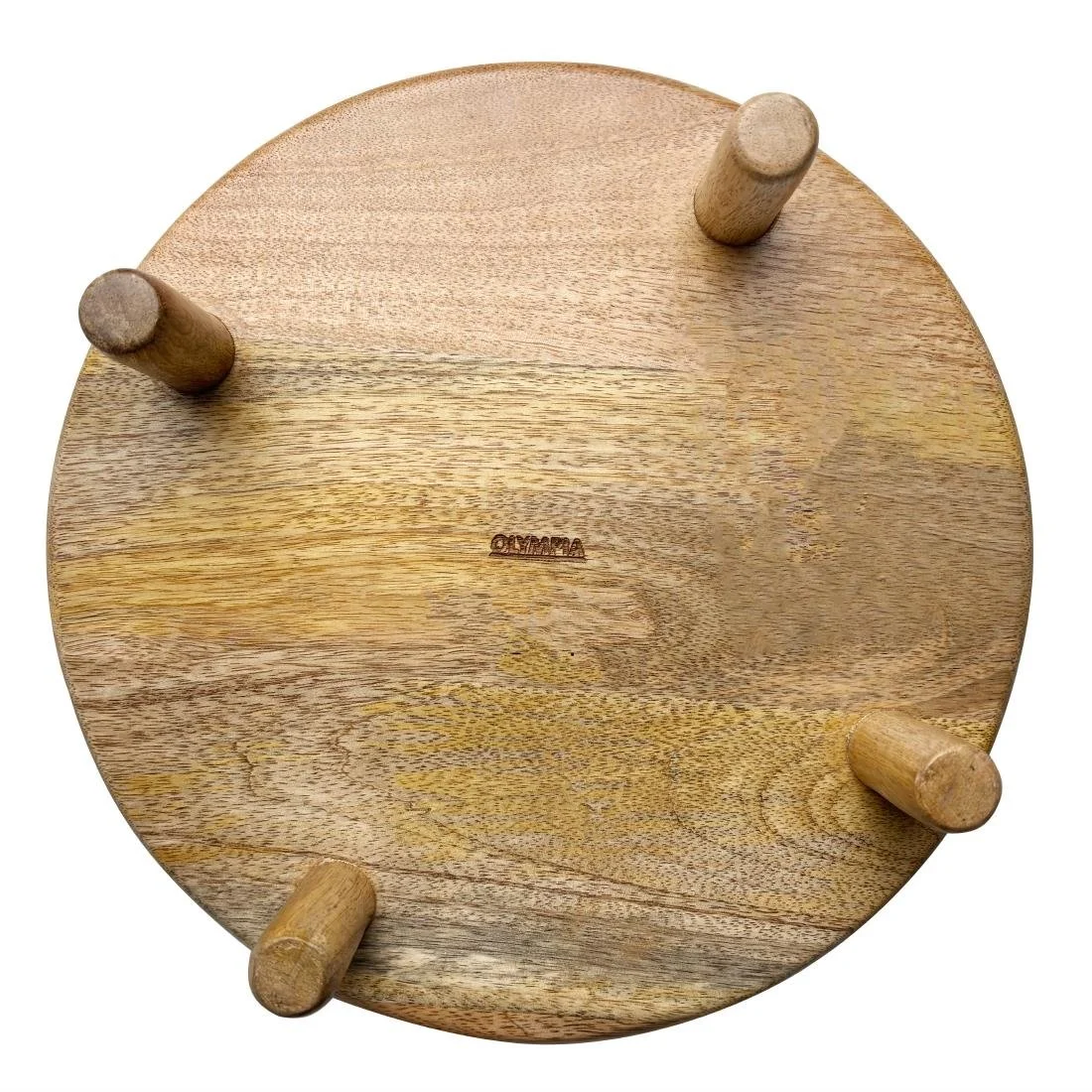 Olympia Mango Wood Round Display Stand with Legs 300x80mm - Image 4
